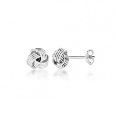 Pure Sterling Silver Ribbed Knot Earrings