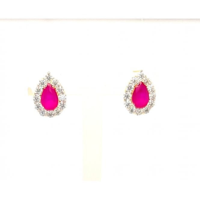 Gerry Browne Gold Ruby Stone Set Cluster Earrings