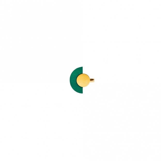 Shock of Grey  Green Moon Ring