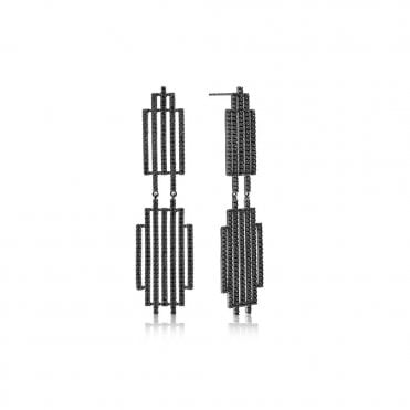 Sif Jakobs Sterling Silver Black Stone Drop Dress Earrings