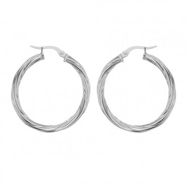 Silver 30mm Twist Hoops
