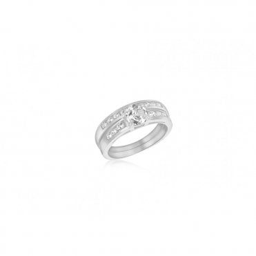 Silver Bridal Set of 2 Rings