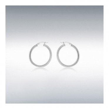 Silver Diamond Cut Hoop