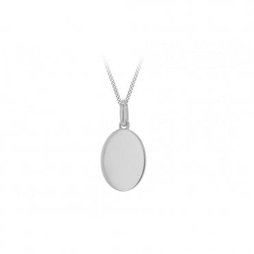 Silver Engravable Oval Disc Pendant
