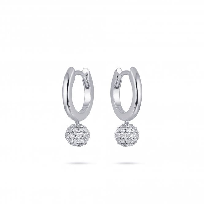 Gisser Silver Hoop And Ball Charm Earrings