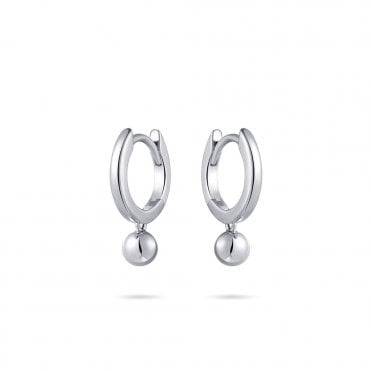 Silver Hoop And Ball Earring