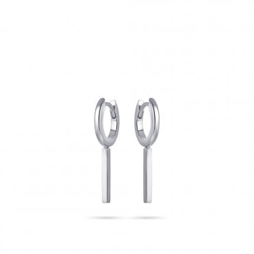 Silver Hoop And Bar Earrings