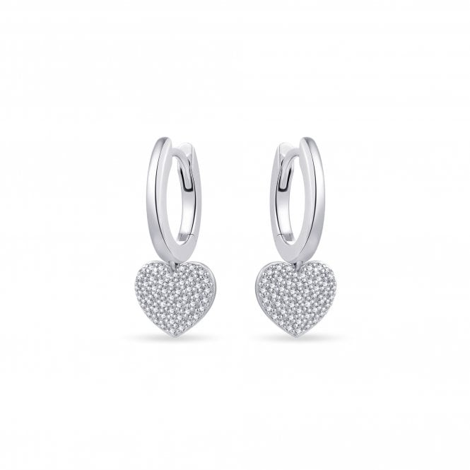 Gisser Silver Hoop And Heart Charm Earrings