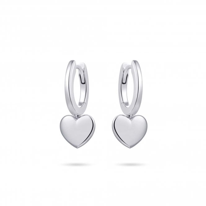 Gisser Silver Hoop And Heart Charm Earrings