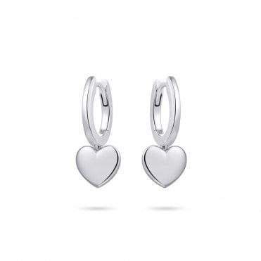 Silver Hoop And Heart Charm Earrings
