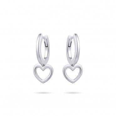 Silver Hoop And Open Heart Earrings