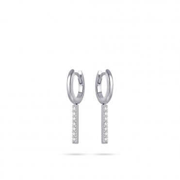 Silver Hoop And Stone Set Bar Drop