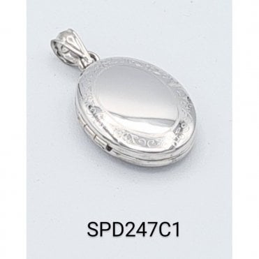 Silver Oval Locket & Chain