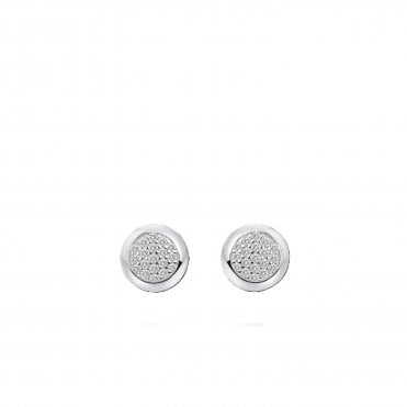Silver Pave Stud Earrings