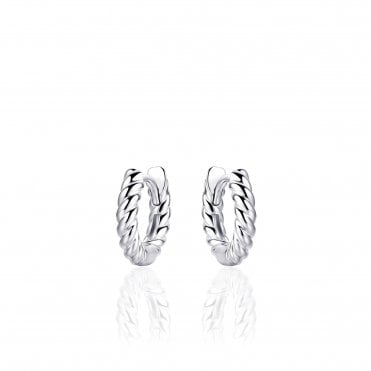 Silver Rope Hoop Earrings