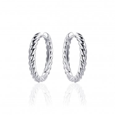 Silver Rope Hoop Earrings