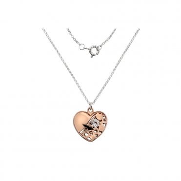 Silver Rose Heart Pendant