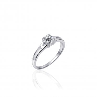 Silver Solitaire Ring