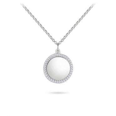 Silver Stone Set Disc Pendant