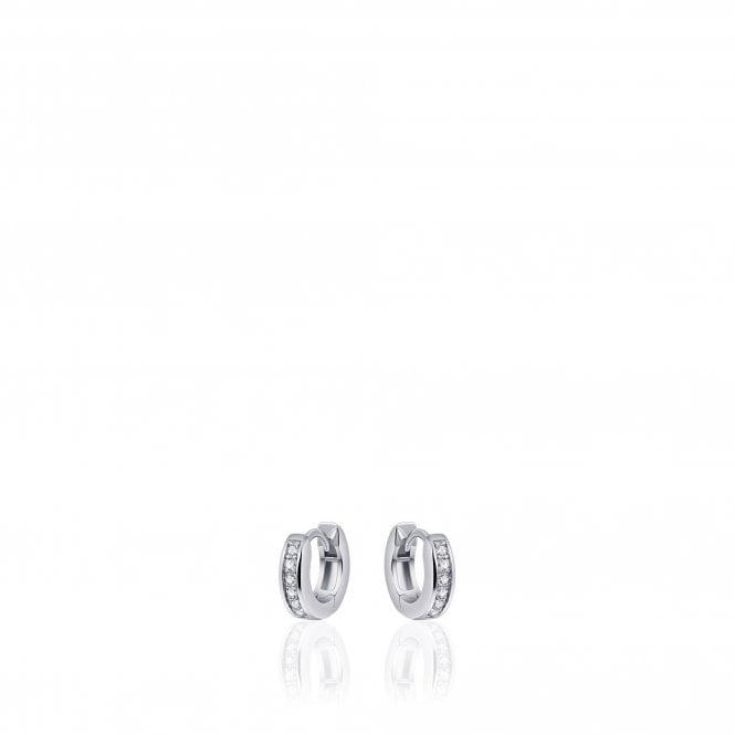 Gisser Silver Stone Set Hoop Earrings