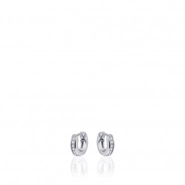 Silver Stone Set Hoop Earrings
