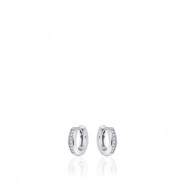Silver Stone Set Hoop Earrings