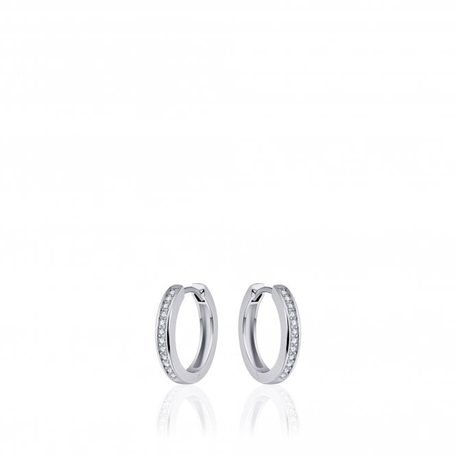 Gisser Silver Stone Set Hoop Earrings
