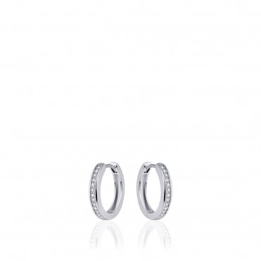 Silver Stone Set Hoop Earrings
