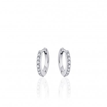 Silver Stone Set Hoop Earrings