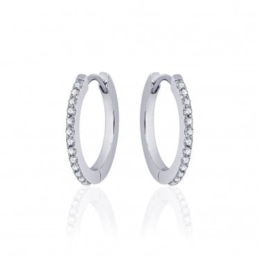 Silver Stone Set Hop Earrings
