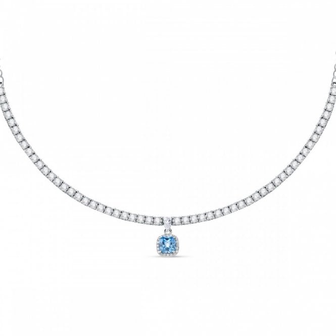 Morellato Silver Tennis Necklet With Blue Stone