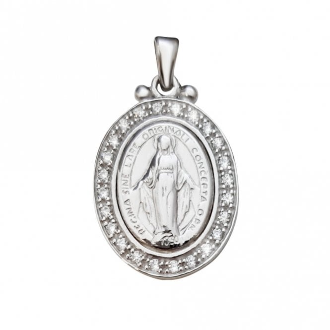 PURE Silver SilverCz Miraculous Medal