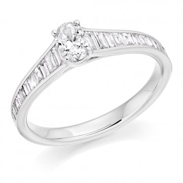 Sky Oval Baguette Diamond Ring