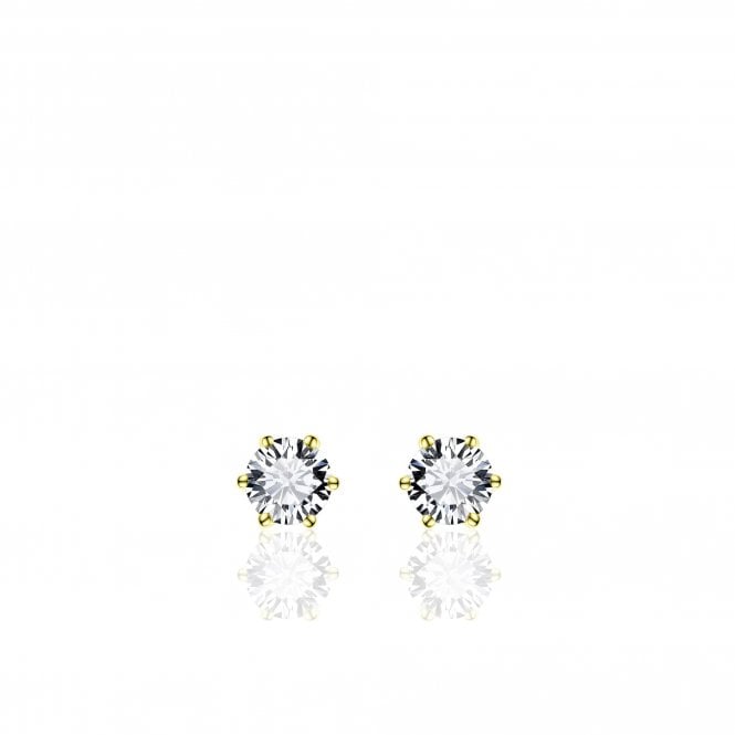 Gisser Solitaire CZ Gold Stud Earrings