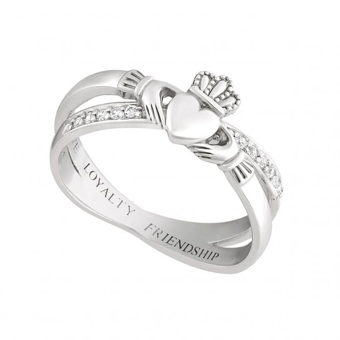 Solvar Silver Cross Over Cladagh Ring