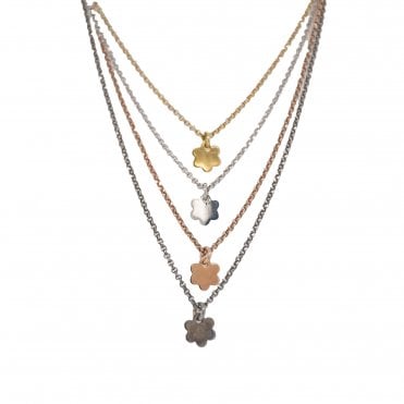 Sterling Silver 4 Tone Colour Flower Necklace.