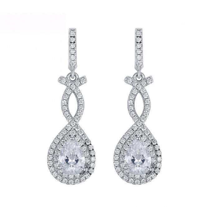 PURE Silver Sterling Silver Crystal Drop Occasion Earrings - Length 3cm - Gift Packaging Included