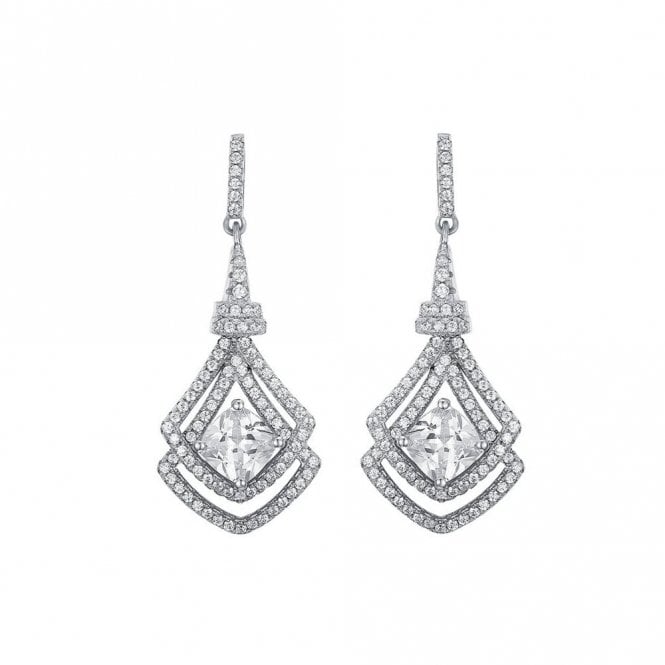 PURE Silver Sterling Silver Drop Stone Set Occasion Earrings - Length 3.5cm - Gift Packaging Included