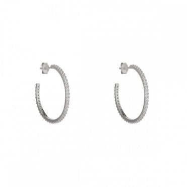Stone Set 30mm Hoop Earrings