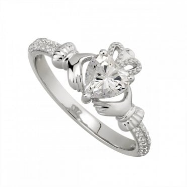 Stone Set Claddagh Ring