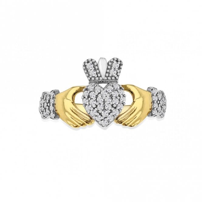 Gerry Browne Gold Stone Set Claddagh Ring