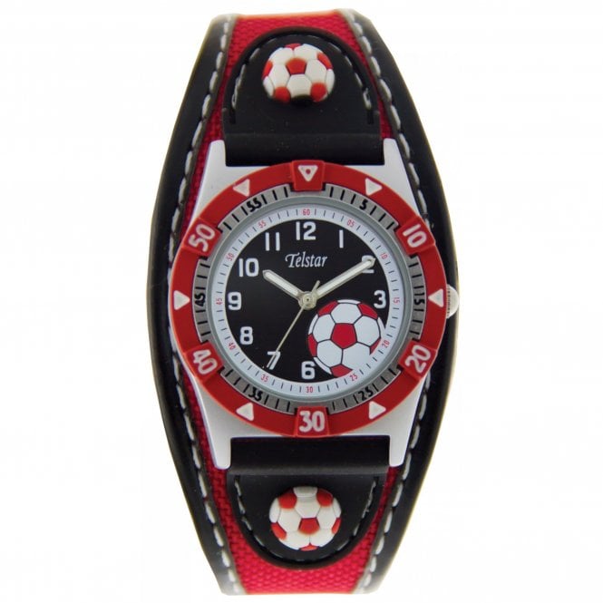 Telstar  Boys Football Black Red Watch on Cuff