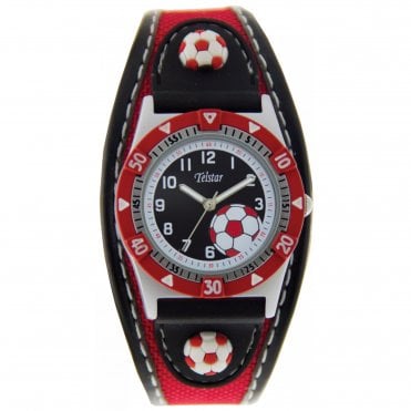Telstar Boys Football Black Red Watch on Cuff