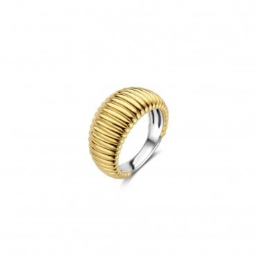Ti Sento Gold Ribbed Ring