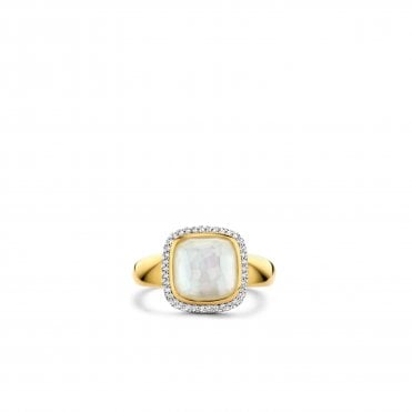 Ti Sento Mother Of Pearl And Cz Ring
