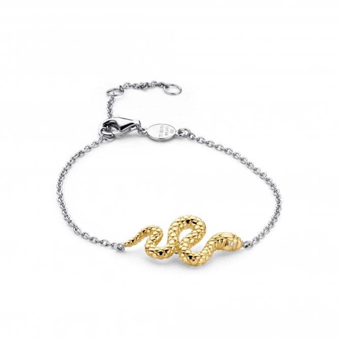 Ti Sento  Silver Yellow Gold Plated Snake Chain Bracelet