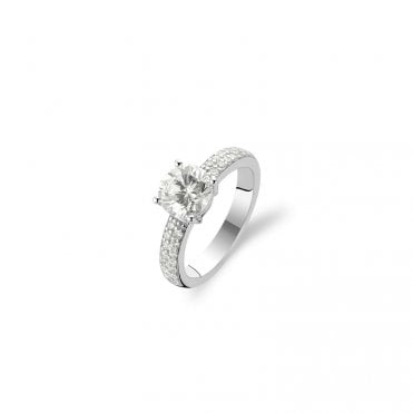 Solitaire Pave Set Ring