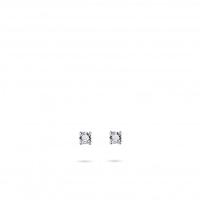 Gisser White Gold Cz Stud Earrings 3mm